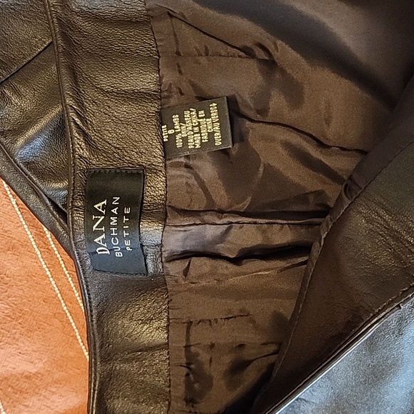 Dana Buchman Petite Brown 100% Lamb Skin Boot Cut Pants - Picture 4 of 4